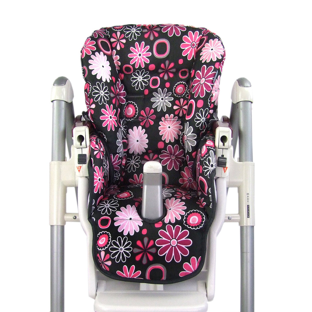 Sitzkissen Ersatzbezug für Peg Perego Prima Pappa Diner *20 FARBEN* NEU (Grau Pinke Blumen) XX, Grau