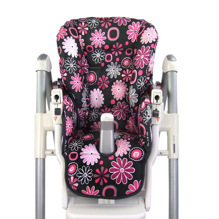Sitzkissen Ersatzbezug für Peg Perego Prima Pappa Diner *20 FARBEN* NEU (Grau Pinke Blumen) XX, Grau