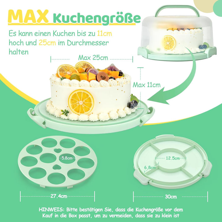 Ohuhu Kuchen Transportbox, Torten Transportbox mit Deckeln und Tragegriff, Tragbarer Tortentransport