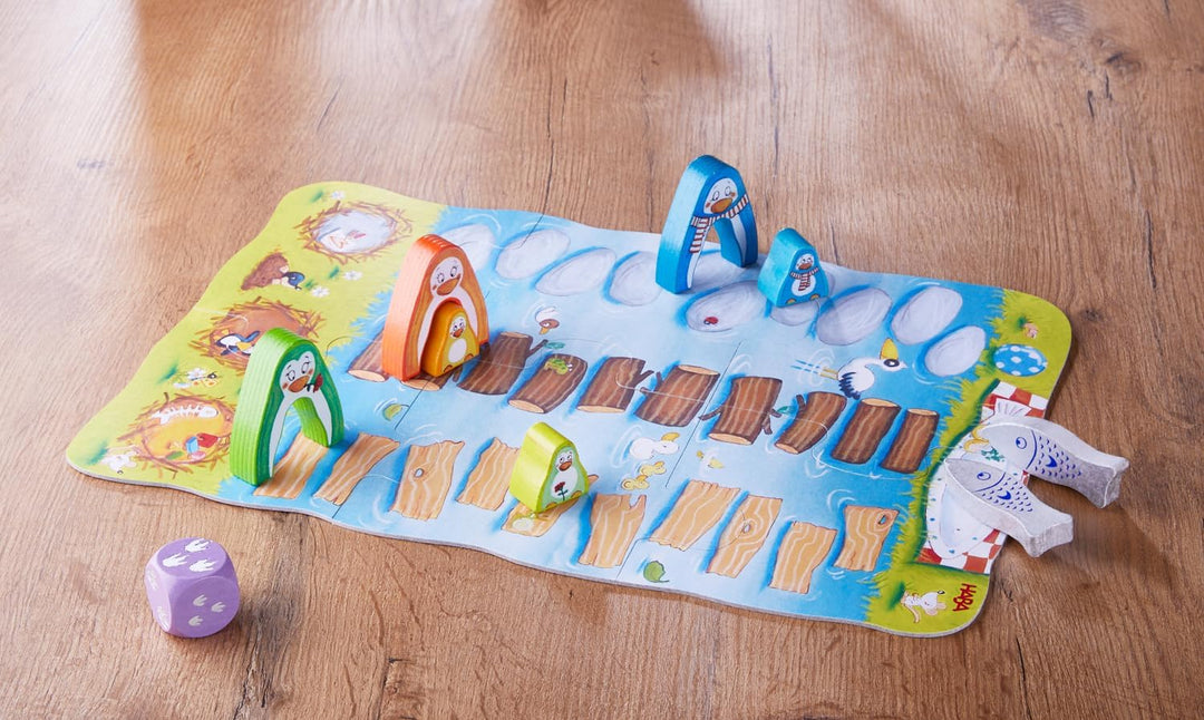 HABA Meine ersten Spiele – Auf, auf Kleiner Pinguin – Brettspiel ab 2 Jahren mit lustigen Pinguin-Fi