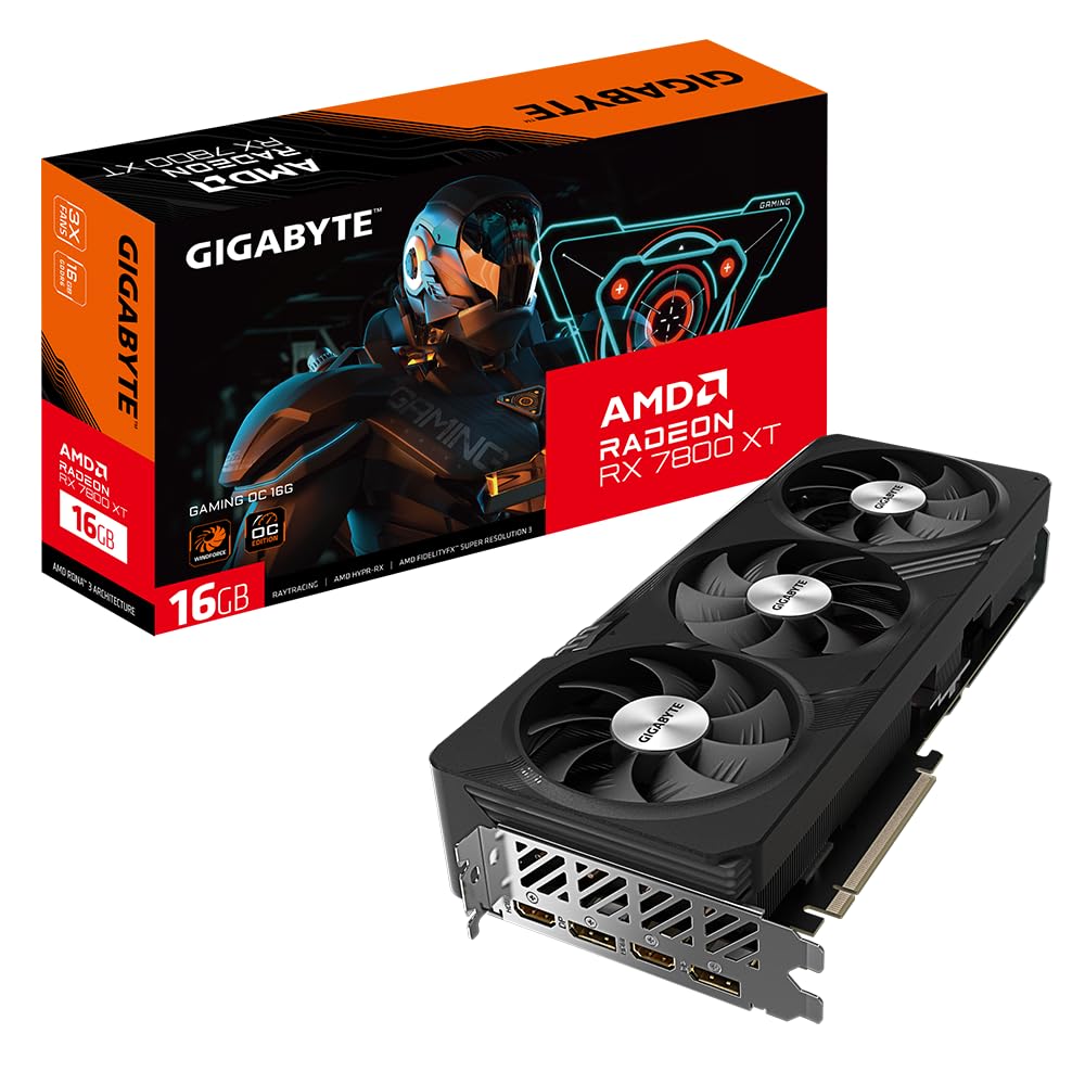 Gigabyte Radeon RX 7800 XT Gaming OC 16 GB Grafikkarte - 16 GB GDDR6 256-Bit, Windforce-Kühlsystem,