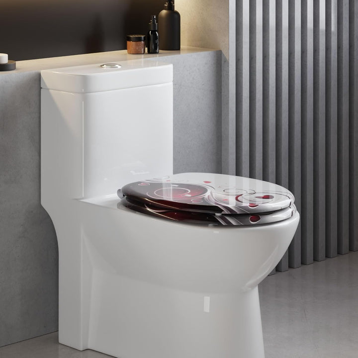 WOLTU Premium WC-Sitz Toilettensitz mit Absenkautomatik, MDF Holzkern, Softclose Scharnier, Desgin D