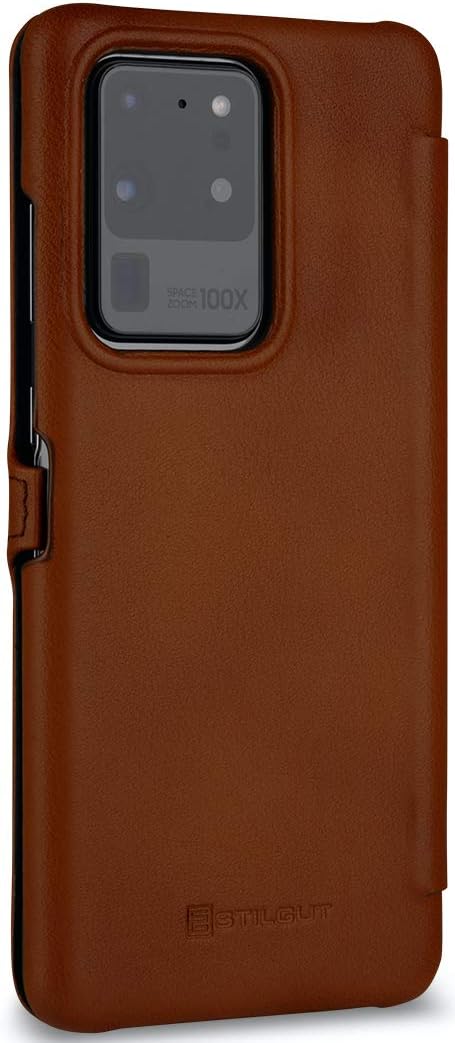 STILGUT Book Case entwickelt für Samsung Galaxy S20 Ultra Hülle aus Leder mit Clip-Verschluss, Leder