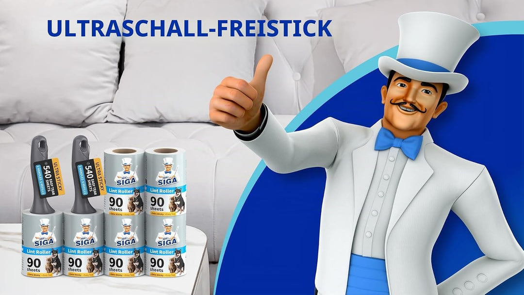 MR.SlGA Fusselrollen für Tierhaare Extra Klebrig,540 Blätter, Fusselentferner für Kleidung, Möbel, T