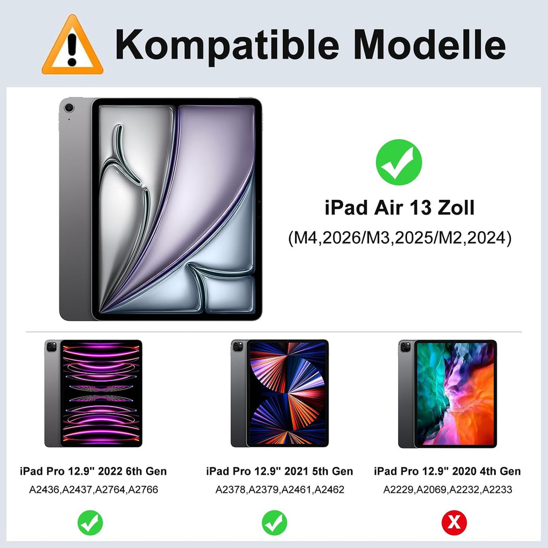 JADEMALL Magic Keyboard Hülle für iPad Air 11" M4 2026/M3 2025/M2 2024 - Deutsches QWERTZ Layout Tas