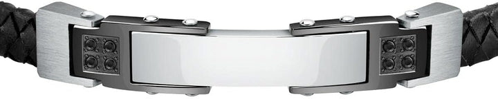 Morellato Moody Herren Armband, aus Edelstahl, Leder, Kristalle, Grau-PVD - SQH31