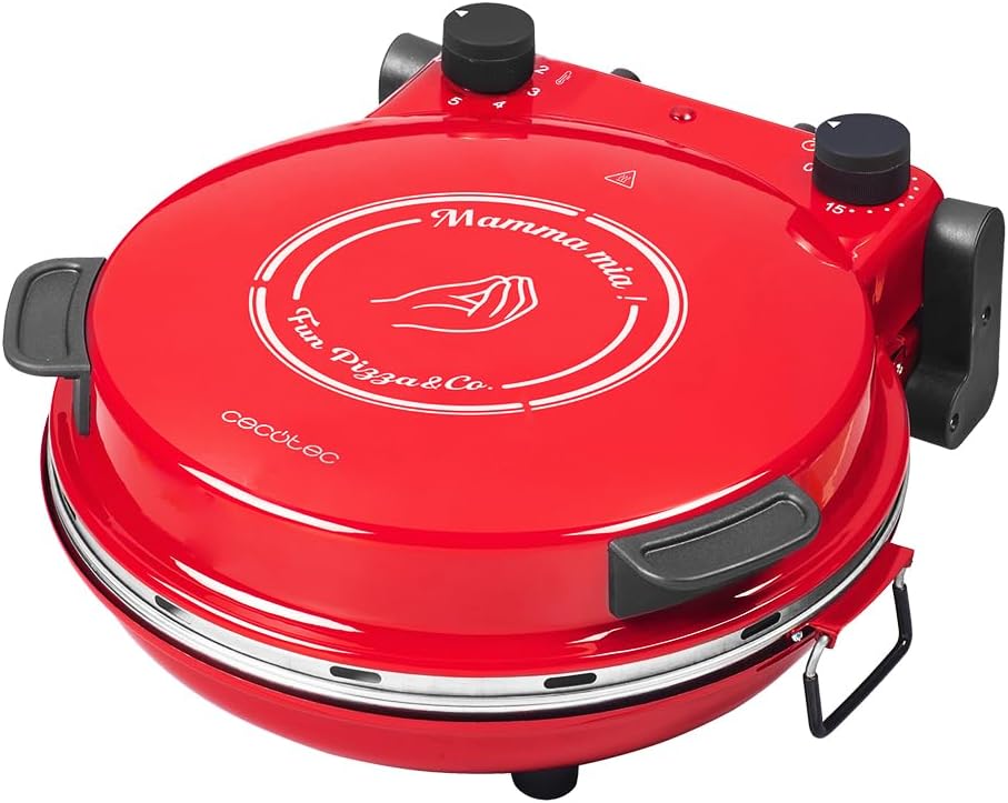 Cecotec Elektrischer Grillofen für Pizza Fun Pizza&Co Mamma Mia, 1200 W, 15-Minuten-Timer, Maximalte