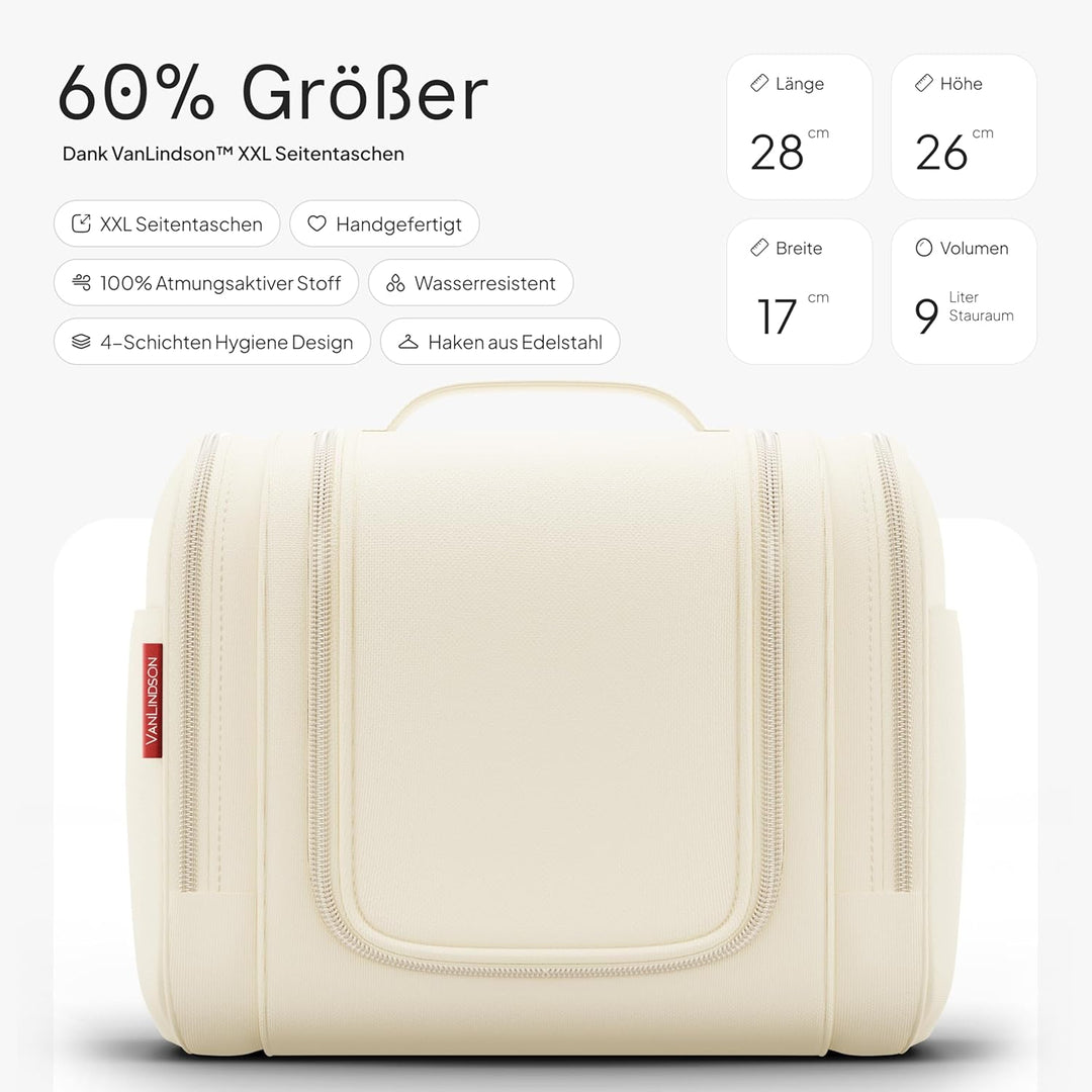 Kulturbeutel XXL [9 Liter Stauraum, Design 2025] - Kulturtasche, Kosmetiktasche Gross zum Aufhängen,