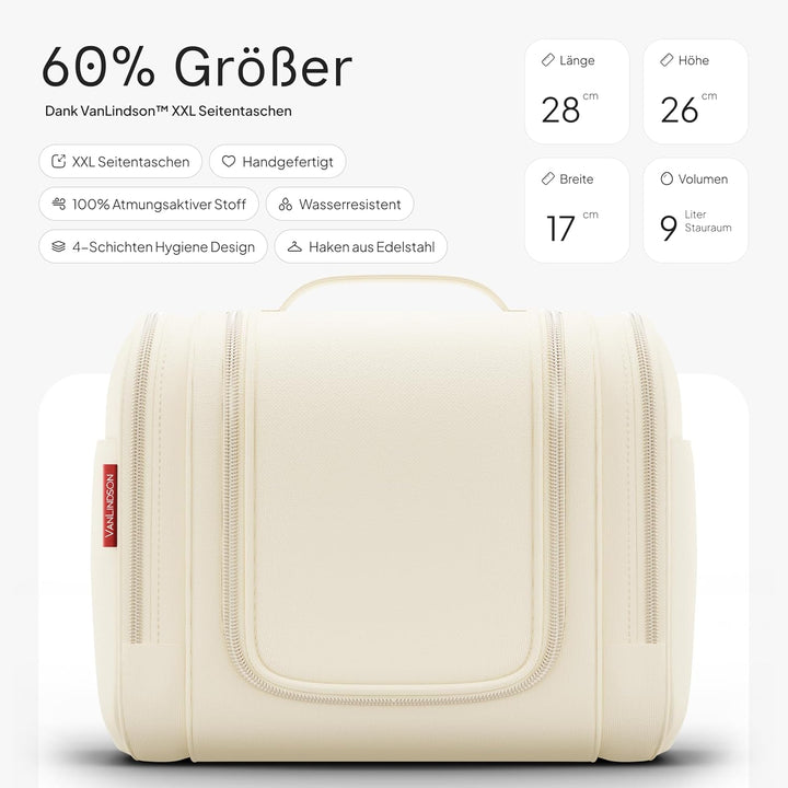 Kulturbeutel XXL [9 Liter Stauraum, Design 2025] - Kulturtasche, Kosmetiktasche Gross zum Aufhängen,