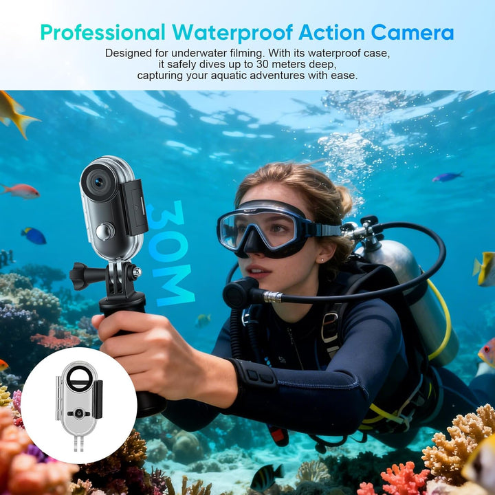 Multifunctional Mini Action Cam WiFi, 4K Bodycam körperkamera,Actionkamera mit 64 GB Speicherkarte,