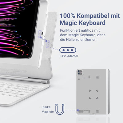 PITAKA Hülle für iPad Pro 11" 2022/2021 Magnetische Aufladbare Schutzhülle Kompatibel mit Magic Keyb