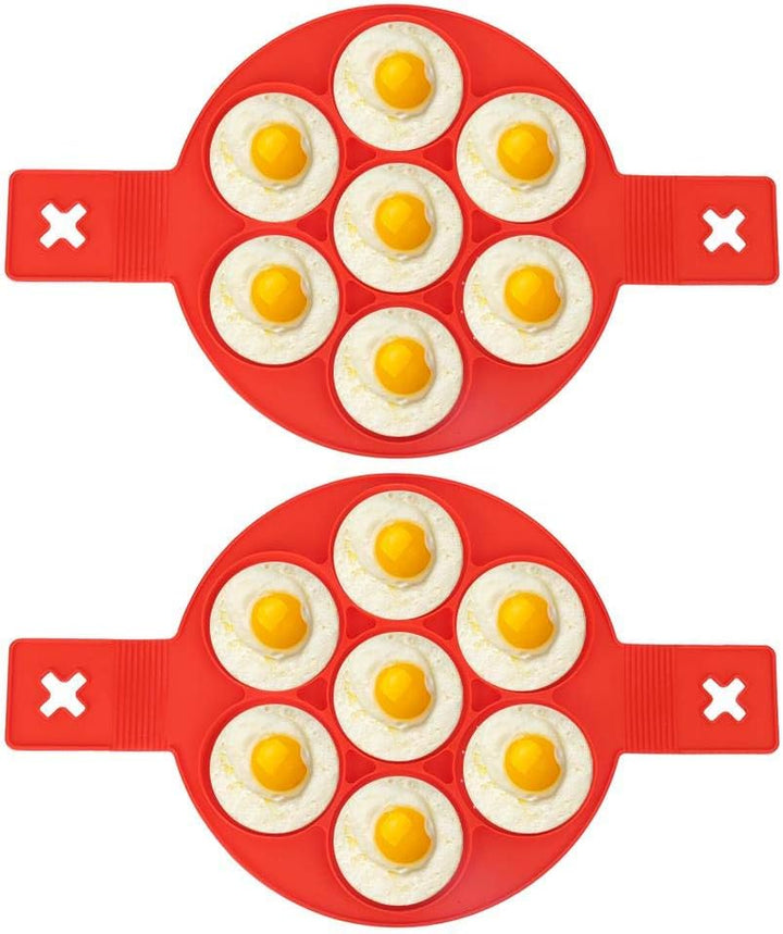 2 Stück Eier Pfannkuchen Ring Antihaft Pfannkuchen Maschine Form Silikon Friteuse 7-Loch Runde Diy E