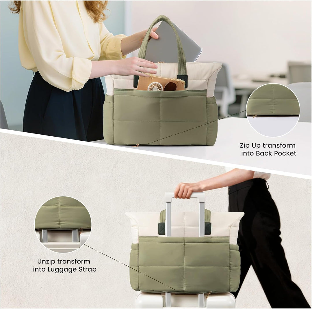 LOVEVOOK Laptoptasche Damen 15,6 Zoll, Shopper Tasche Puffer Handtasche Laptop Arbeitstasche Gross,