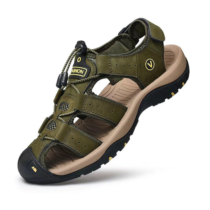 Sandalen Herren Leder Strand Wandersandale Trekkingsandalen Outdoorschuhe Sommer Freizeitschuhe Wand
