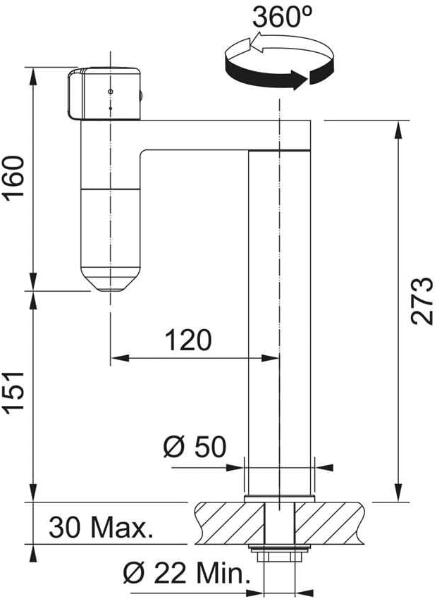 Franke VITAL S 120.0551.216 Spültischarmatur, Chrom/schwarz, Chrom/Schwarz