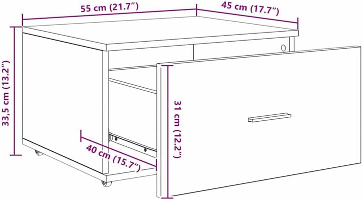 vidaXL Schubladenschrank Mit Rad Artisan-Eiche 55 x 45 x 31 cm, Grosszügiger Stauraum, moderner rech