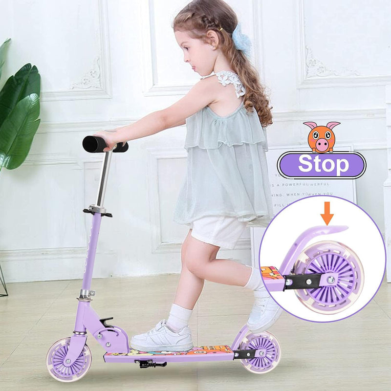 Yuanj Roller Kinder Scooter, Höhenverstellbarer kinderscooter mit LED PU Räder, kinderroller für Mäd