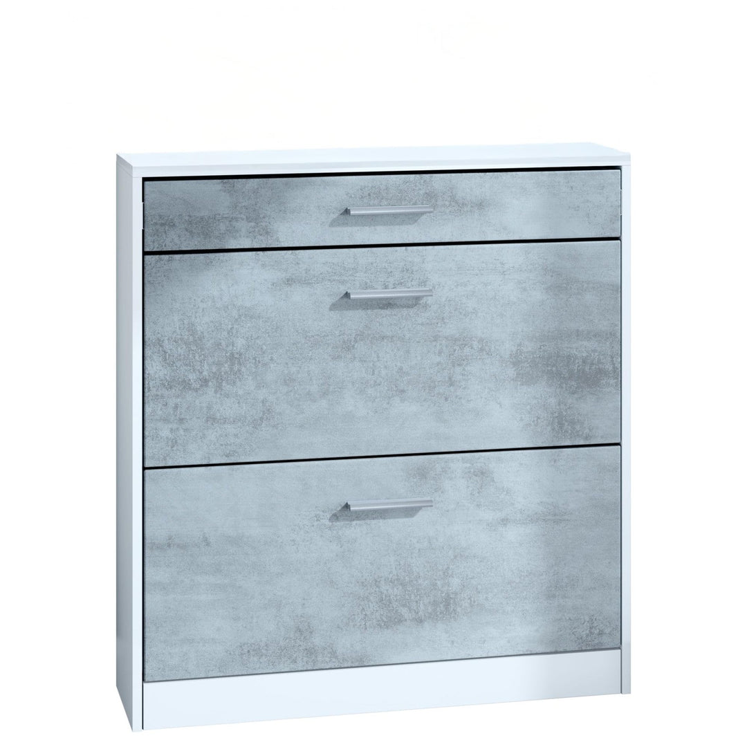 Schuhschrank Roma Schmal mit 2 Klappen und 1 Schublade, Platzsparender Schuhkipper Flurschrank für D