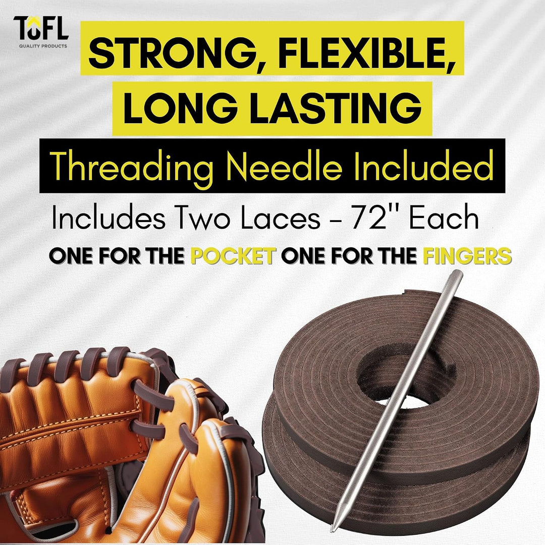 TOFL Softball and Baseball Glove Lace Kit | Mitt Lace Glove Repair Lacing Kit | 2 Leather Laces with