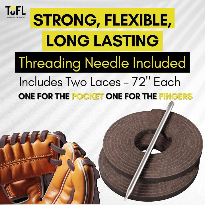 TOFL Softball and Baseball Glove Lace Kit | Mitt Lace Glove Repair Lacing Kit | 2 Leather Laces with