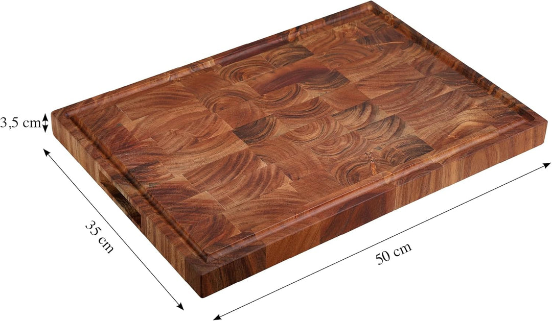 KESPER | Schneide- und Tranchierbrett, Material: Akazienholz, Masse: 50 x 35 x 3,5 cm, Farbe: Braun,