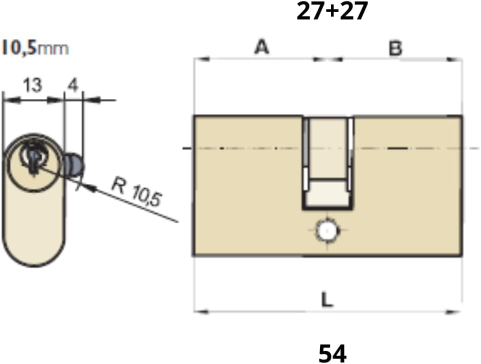 Lince 9C002727L 500 Zylinder Oval Messing 0500/54 mm, Cranberry