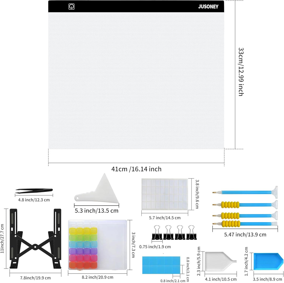 JUSONEY Leuchttisch A3 für diamond painting, Diamond Painting Zubehör Dimmbare Light Pad für Zeichne