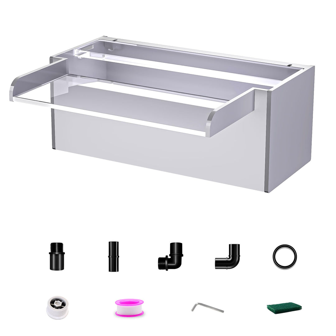 30cm Acryl-Teichwasserfall Blade Set, 12,2cm breite Acryl-Teichfontäne mit Zubehör, doppelter Einlas