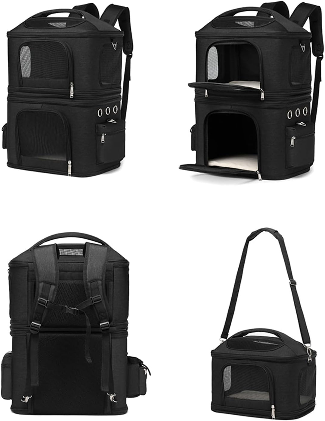 Katzentrage, Doppelter Katzenrucksack für 2 Katzen, Katzen-Reisetrage mit Hervorragender Belüftung f