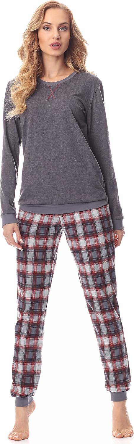 Merry Style Damen Schlafanzug MS10-168 S Dunkelmelange Burgund, S Dunkelmelange Burgund