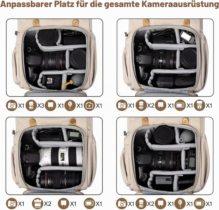 bagsmart Fotorucksack DSLR Kamerarucksack Canvas Diebstahlsicher Wasserabweisend mit Regenschutz 15