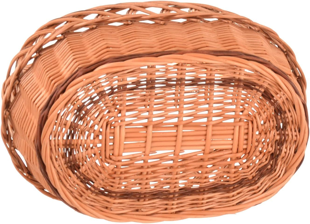 Weidenkorb einkaufskorb 37 x 40 x 20cm, Korb geflochten aus Weide, Picknickkorb, Pilzkorb, Tragekorb