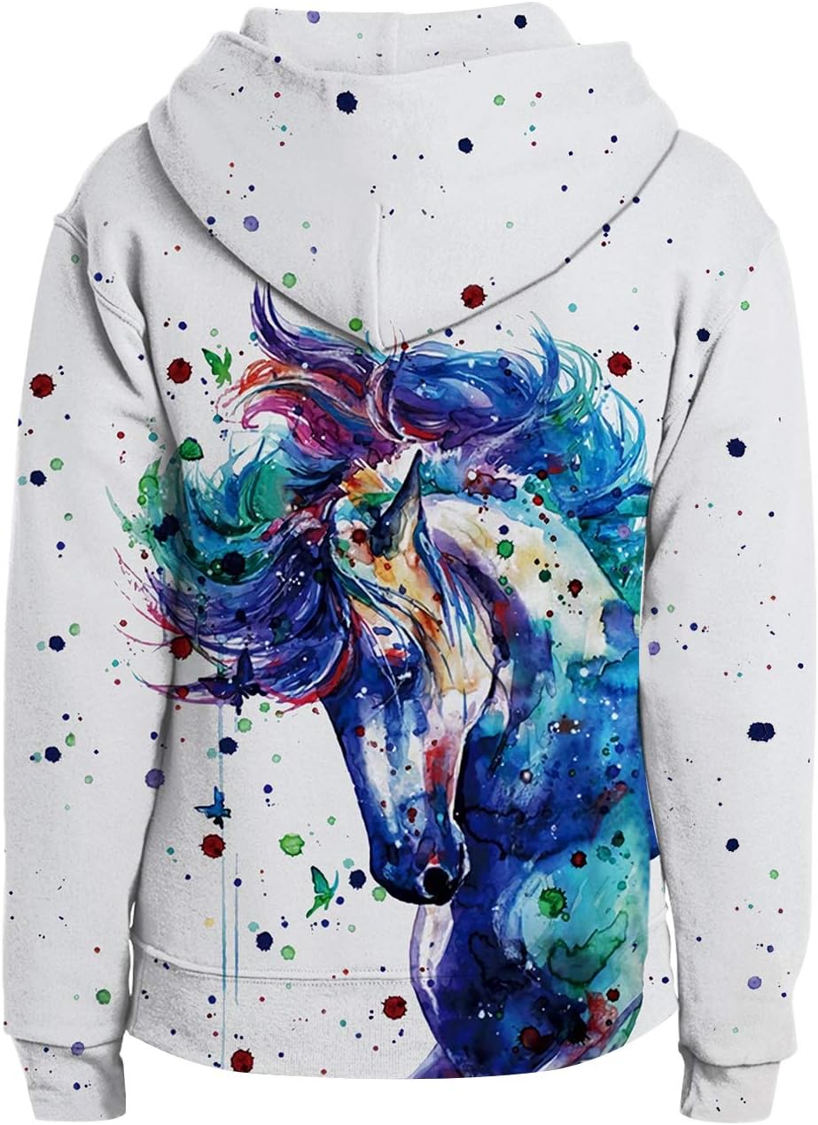 Loveternal Kinder Hoodie 3D Druck Kapuzenpullover Jungen Mädchen Langarm Pullover Mit Taschen 5-13 J