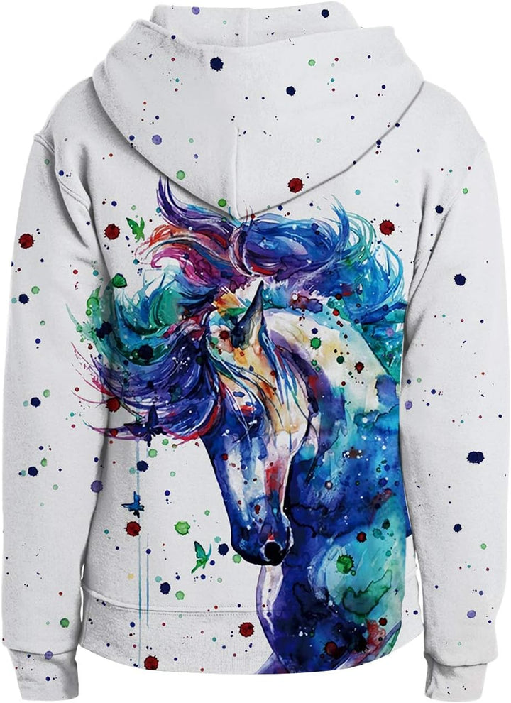 Loveternal Kinder Hoodie 3D Druck Kapuzenpullover Jungen Mädchen Langarm Pullover Mit Taschen 5-13 J
