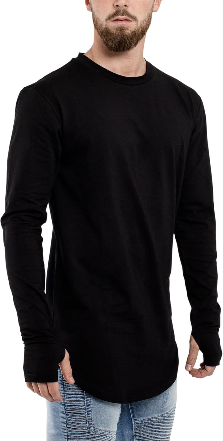 Blackskies Round Longsleeve T-Shirt | Langes Oversize Fashion Basic Langarm Herren Longshirt Long Te