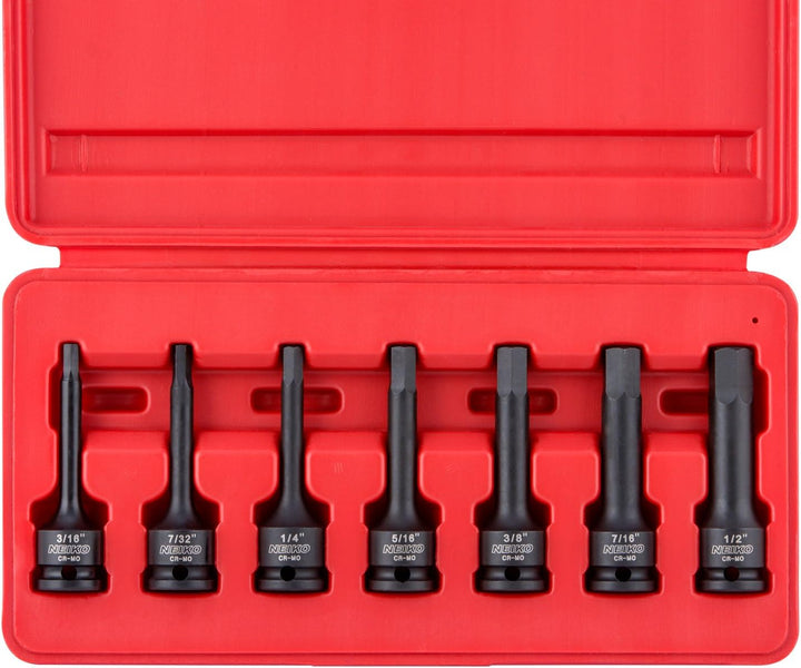 NEIKO 01131B 3/8 Zoll Innensechskant-Set, 3 Zoll Länge, 3/8 Zoll Schlag Sechskant-Bit Steckschlüssel