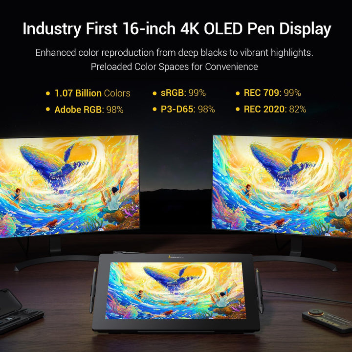 Xencelabs Pen Display 16 Bundle 4K OLED Professionelle Grafiktablett mit Display 16 Zoll Grafik-Disp