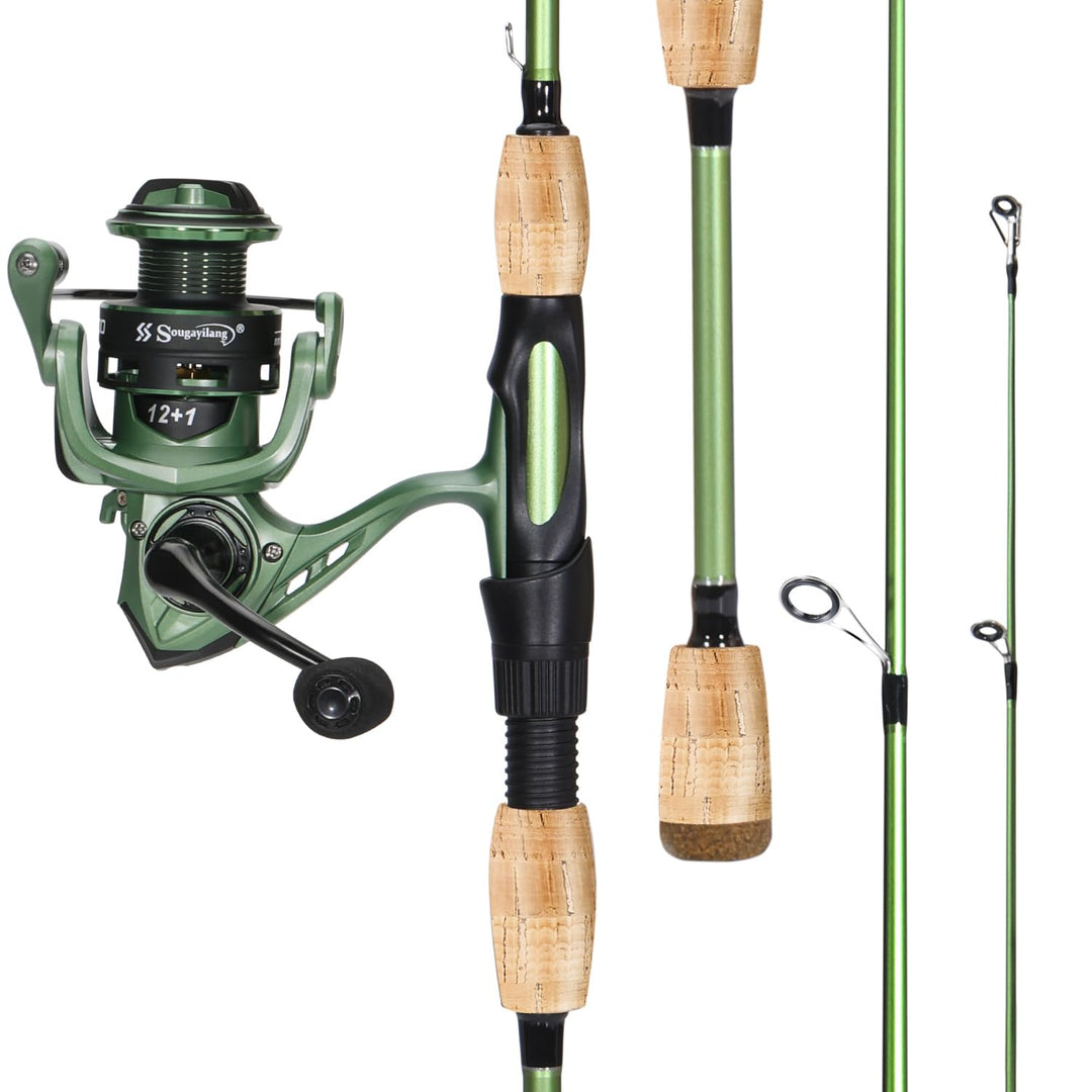 Sougayilang Angelrute Reel Combos, Graphit 2Pc Rohlinge Angelrute mit Casting & Spinnrolle, Edelstah