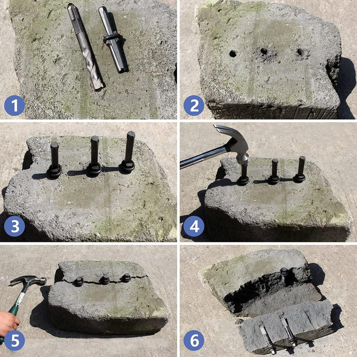 eMagTech 7pcs Set 16mm Plug Chop Feather Shims 5/8 Zoll Stone Splitter Beton Marmor Rock Stone Handw