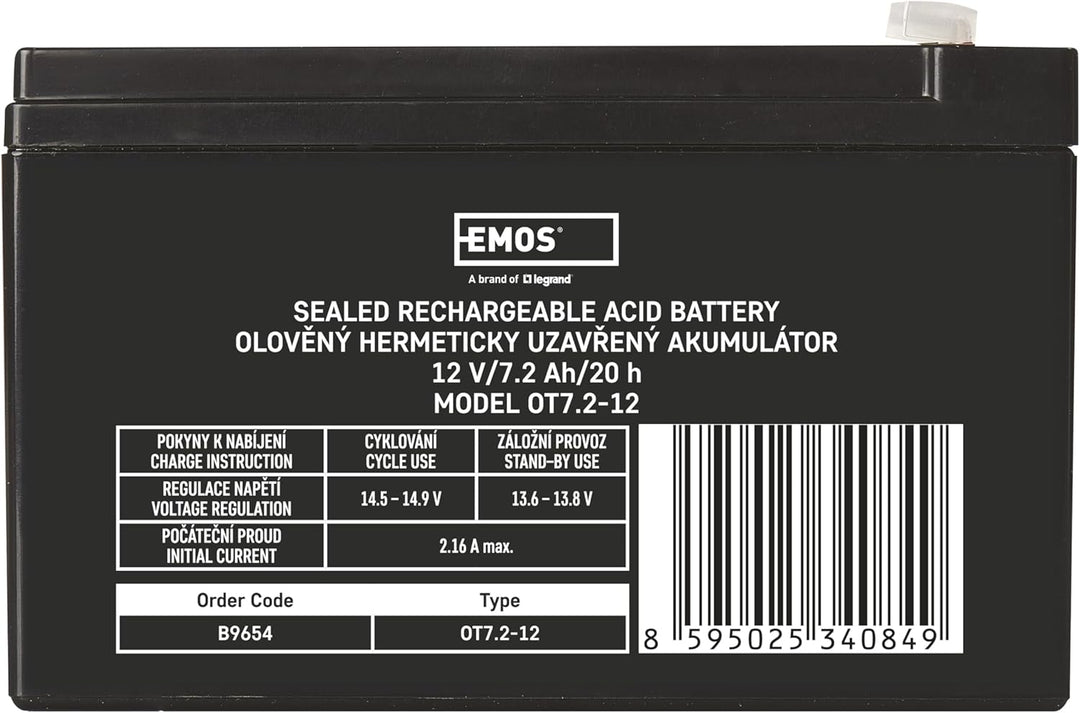 EMOS Wartungsfreier Bleiakku/Bleiakkumulator für USV-Anlagen, Notbeleuchtung, Alarmsysteme, Brandmel