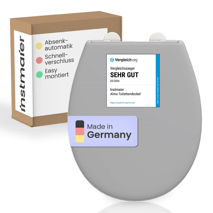 instmaier Toilettendeckel mit Absenkautomatik grau | Made in Germany | ovale Form | Toilettensitz au