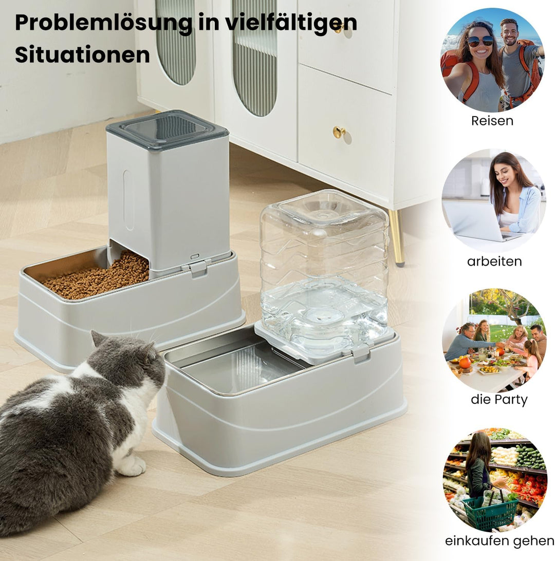 2Pcs 7L Futterautomat Hund Set, klappbare und höhenverstellbare XXL-Futterspender für Hunde mit Edel