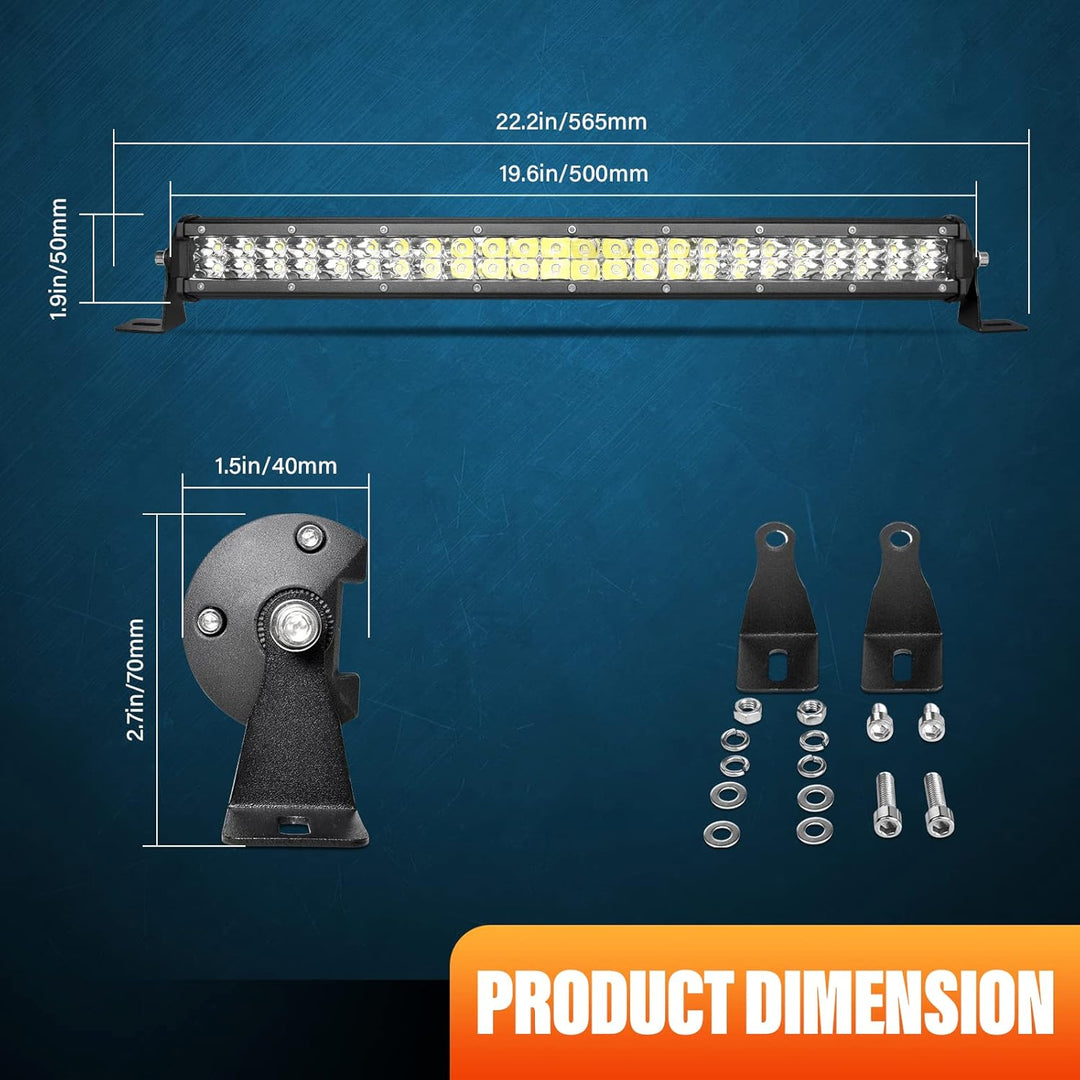 PICAA 20 Zoll 144W LED Lightbar 12V 24V, 6000K Weiss LED Lichtbalken Arbeitsscheinwerfer Bar Wasserd