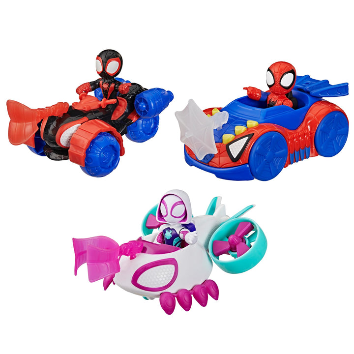Marvel Spidey und Seine Super-Freunde Figuren- und Fahrzeugset 3er-Pack, 3 bewegliche Figuren (7,6 c