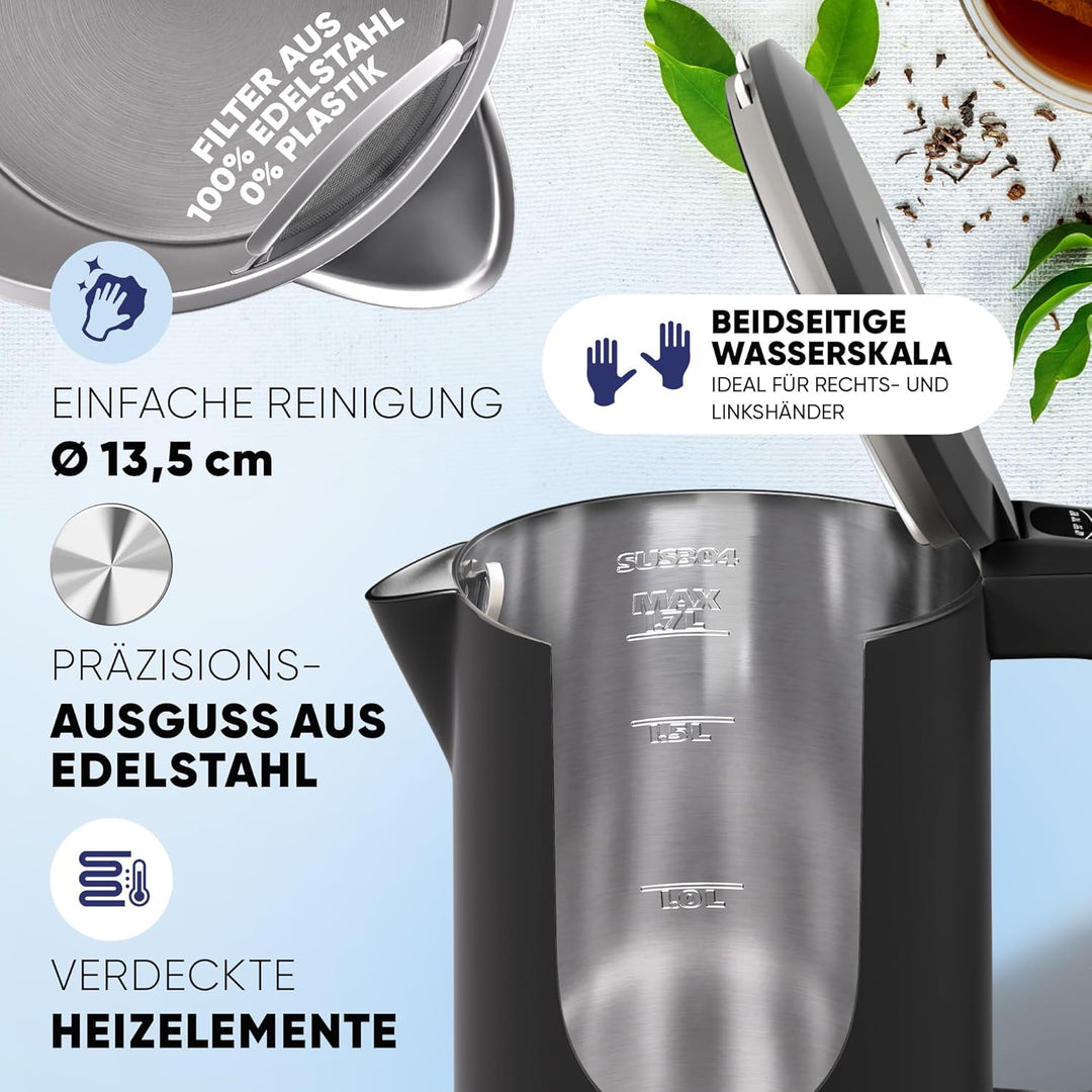 Stillstern Wasserkocher mit Temperatureinstellung [1,7L | 40-55-70-85-100°C], 12 Std. Warmhalten, Pr
