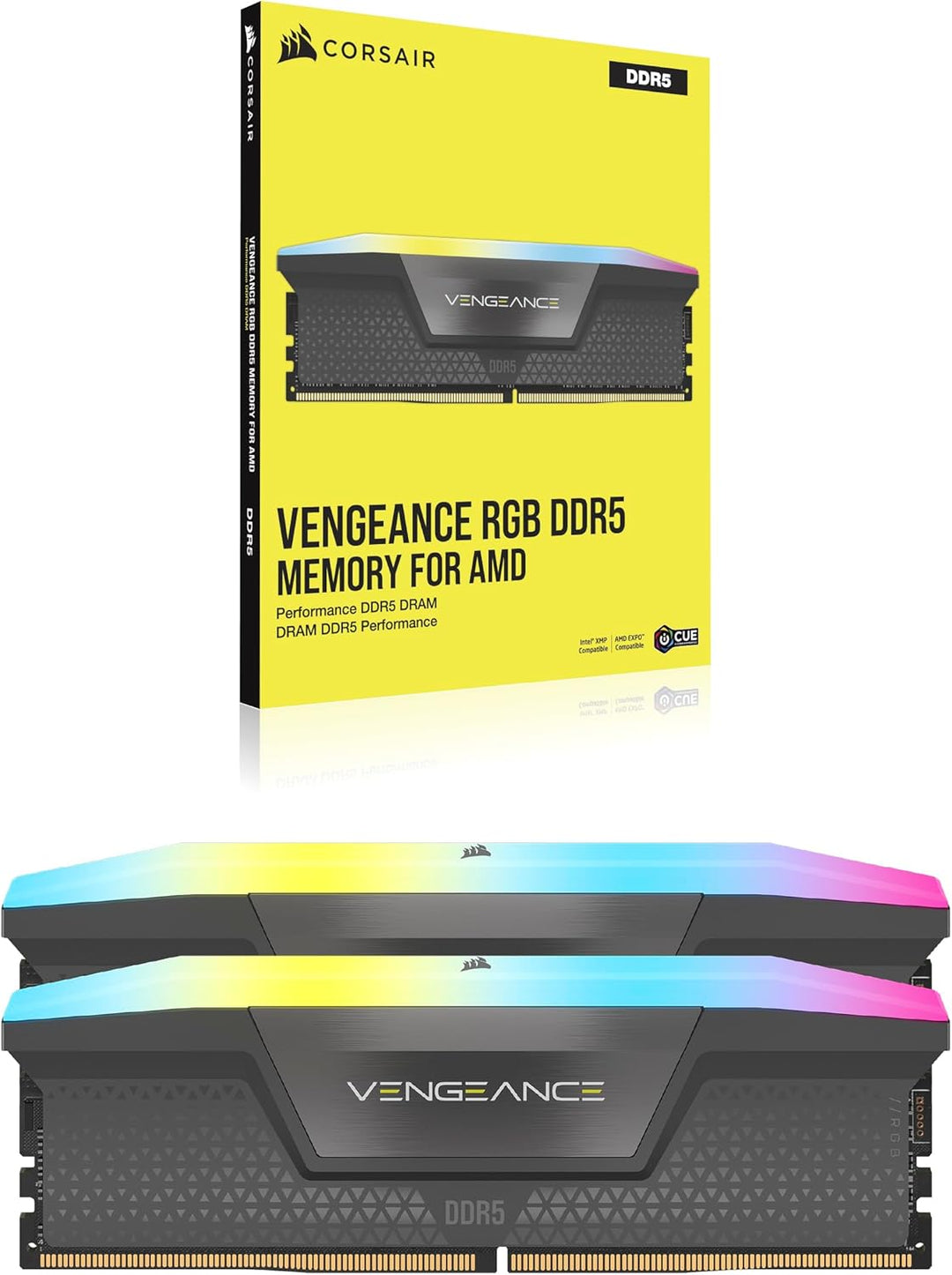 CORSAIR Vengeance RGB DDR5 RAM 64GB (2x32GB) 6000MHz CL30 AMD Expo iCUE Kompatibel Computer Speicher