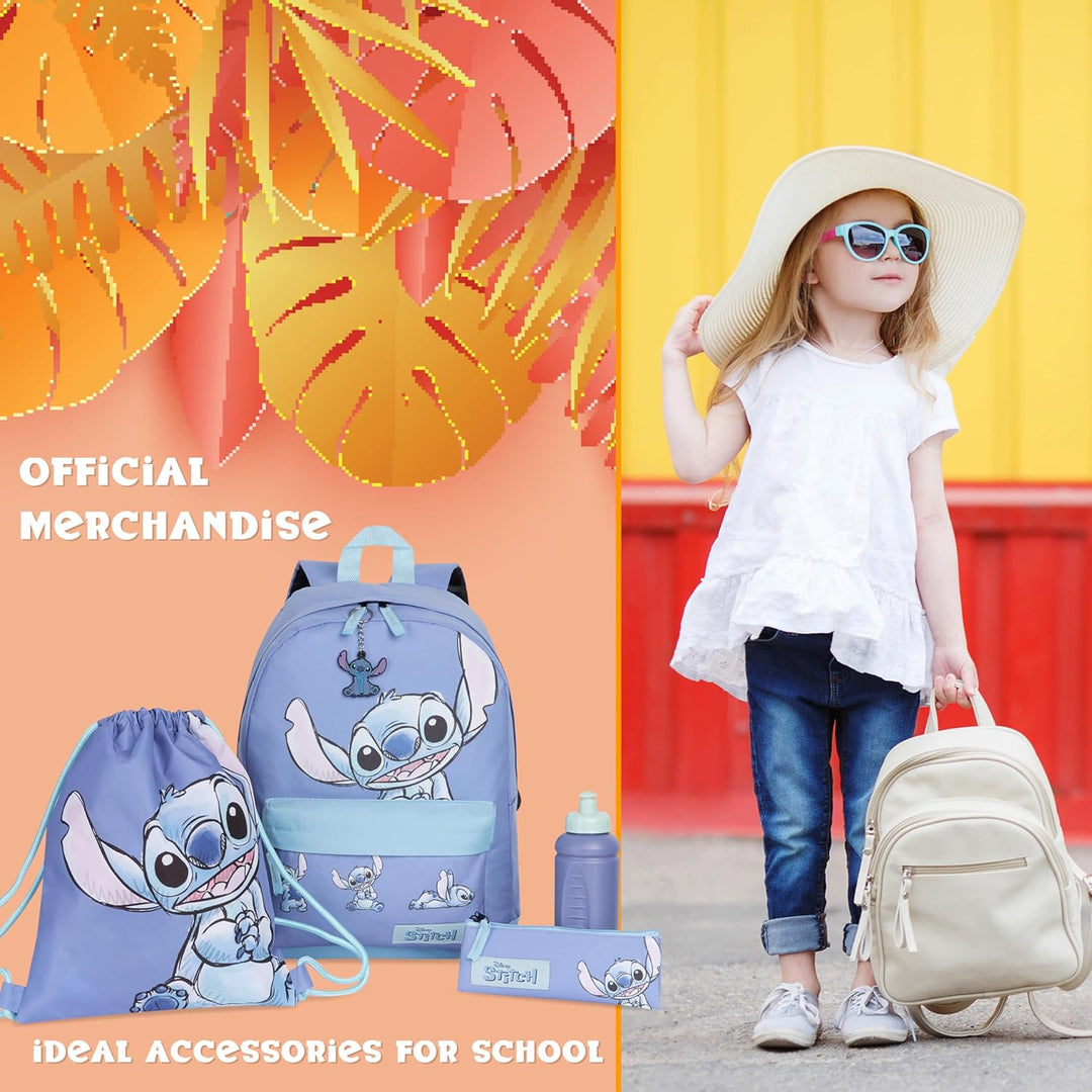 Disney Lilo und Stitch Schulrucksack Mädchen Set mit Schulranzen, Turnbeutel, Federmäppchen, Trinkfl