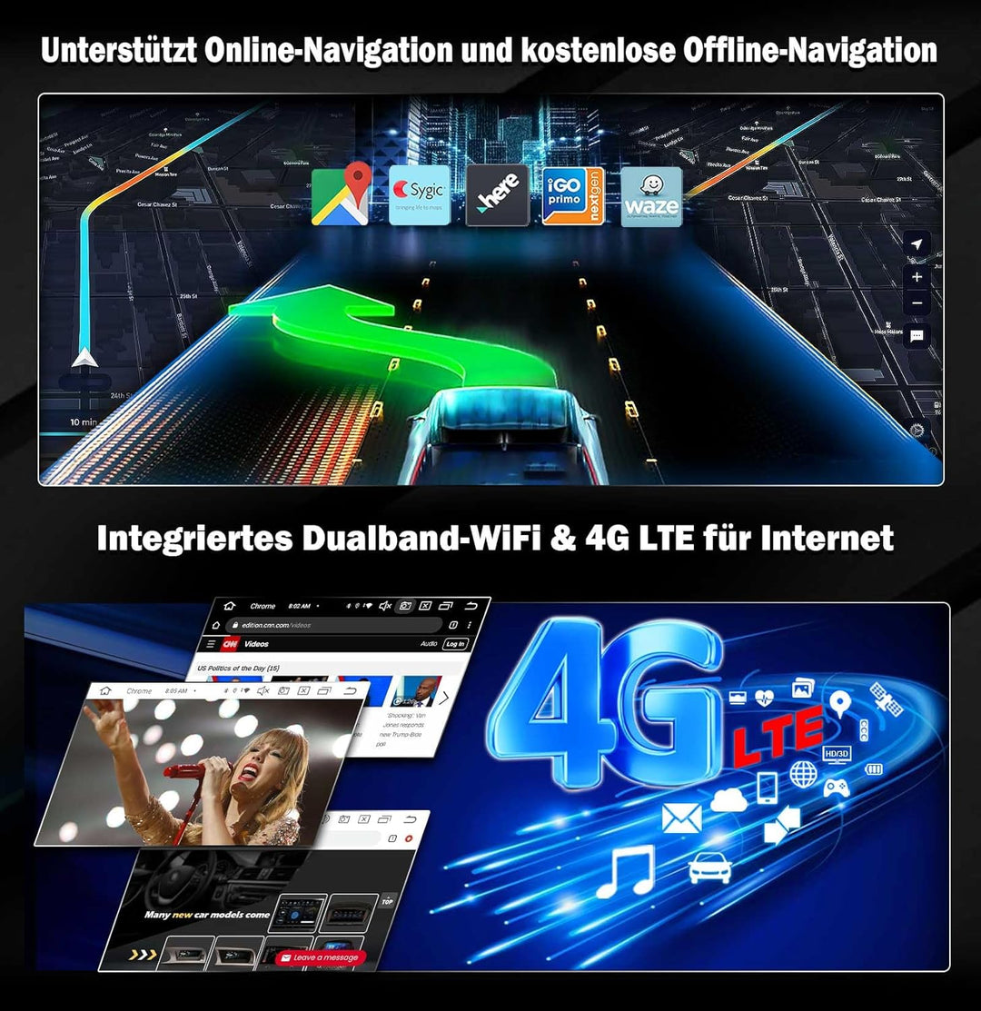 Erisin 7 Zoll 8-Kern 4GB+64GB Android 12 Autoradio Bluetooth mit GPS Navigation Für Audi A4 S4 RS4 R