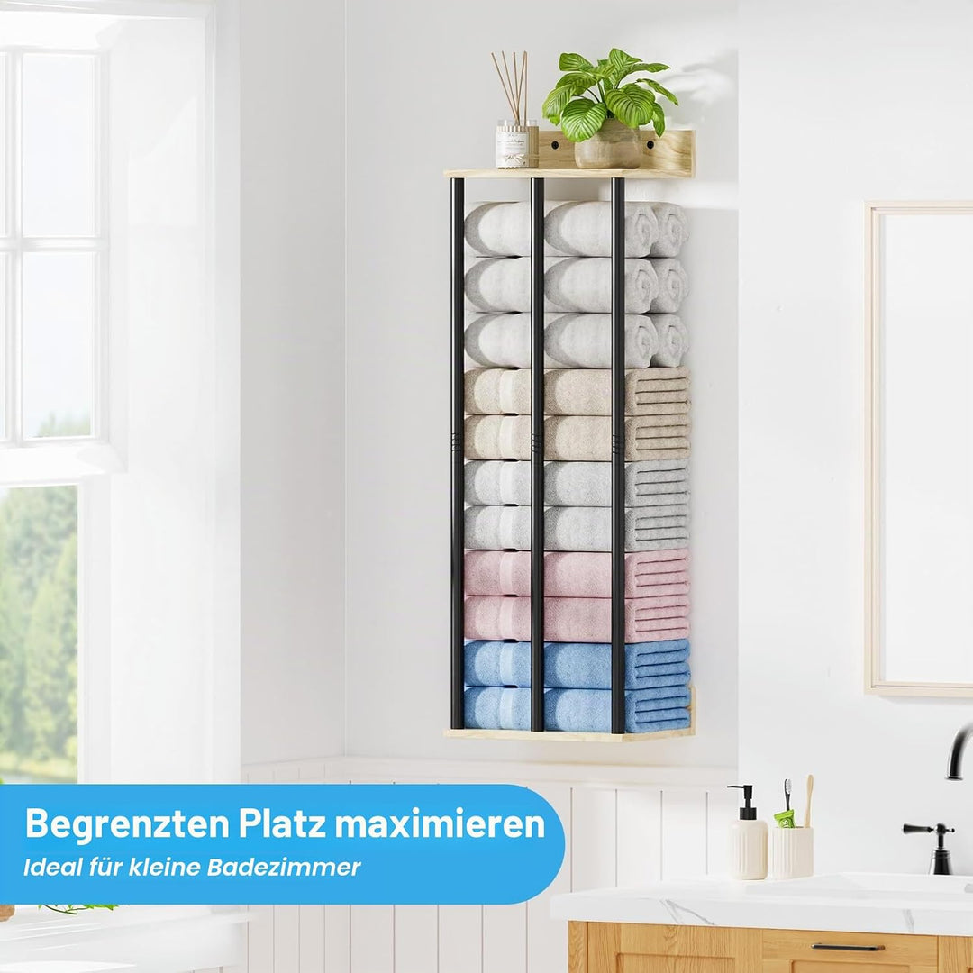 Handtuchhalter Wand – Grosse Kapazität Badezimmer Organizer – Ideal für gerollte Handtücher & Handtu