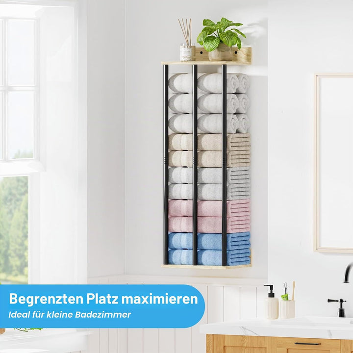 Handtuchhalter Wand – Grosse Kapazität Badezimmer Organizer – Ideal für gerollte Handtücher & Handtu